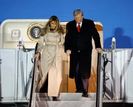 The US President Preparing to Meet Britain's Monarch while Demonstrators Convene in the UK